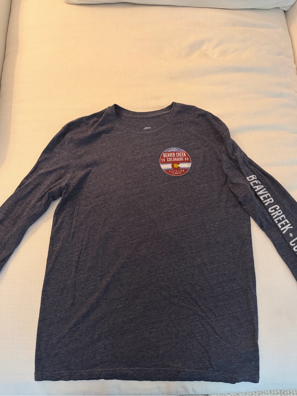 Beaver Creek Navy Long-Sleeve Graphic Tee with Red Chest Badge
